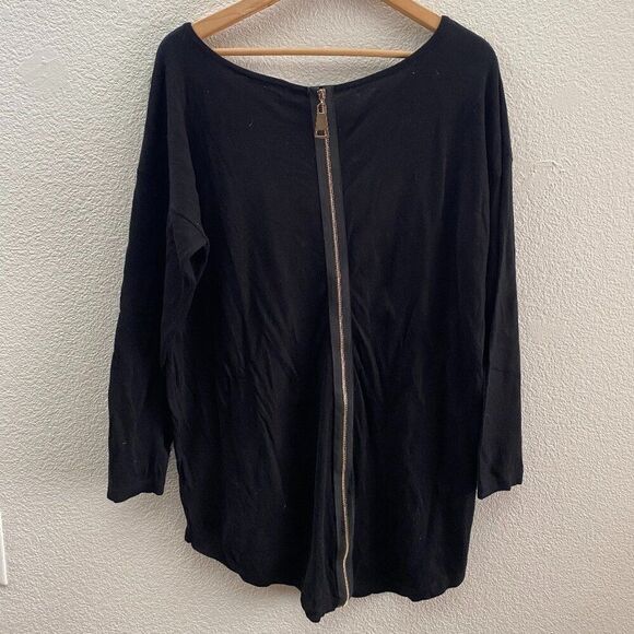 Soft Surroundings Marguiles Sweater Tunic Exaggerated Zip Back Black 2AW00 1X - Picture 3 of 4